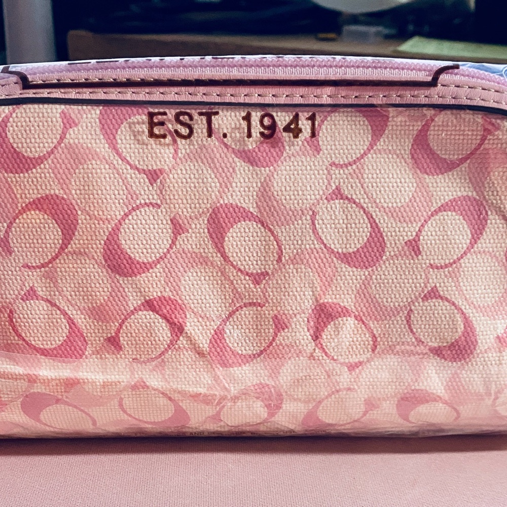 NWT Coach Pink Signature Cosmetic Bag